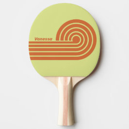 Raquete De Ping Pong Cacto do Deserto Retro com Listras Duplas e Nome
