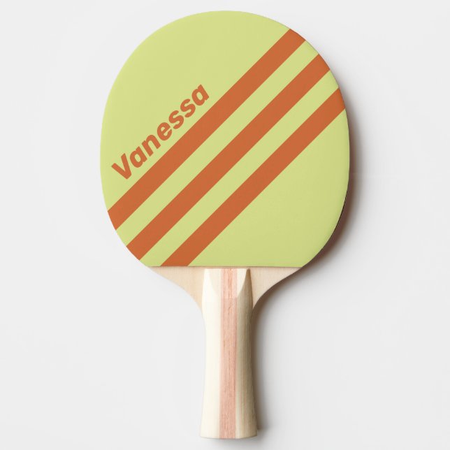 Raquete De Ping Pong Cacto do Deserto Retro Faixa Triangular com Nome (Frente)