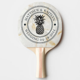 Raquete De Ping Pong Calacatta Gold Abacaxi Crista de Casamento & Nomes