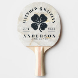 Raquete De Ping Pong Calacatta Gold Irish Lucky Clover Wedding Crest
