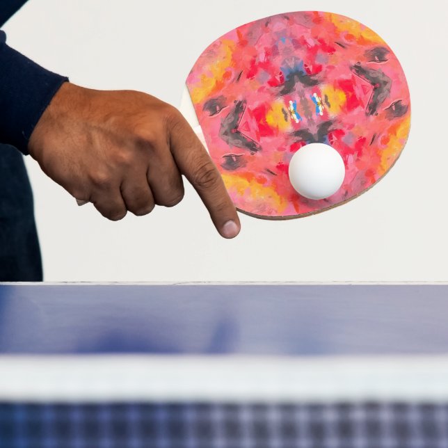 Raquete De Ping Pong Caleidoscópio cor-de-rosa abstrato (Insitu)