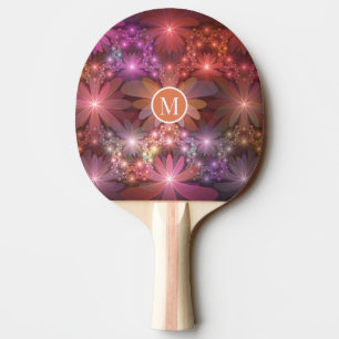 Raquete De Ping Pong Cama De Flores Monograma Fratural Abstrato Colorid