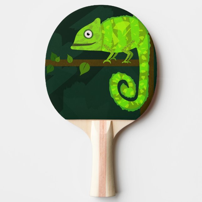 Raquete De Ping Pong Camaleão verde fofo (Frente)