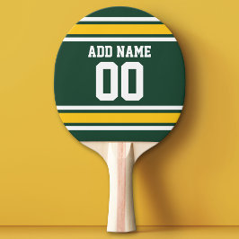 Raquete De Ping Pong Camisa de Futebol Esportivo Verde Amarelo Nome Núm