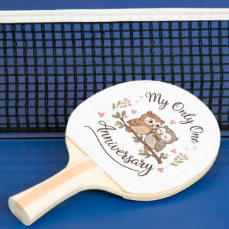 Raquete De Ping Pong Camiseta Rosa de Aniversário “Meu Único” de Coruja