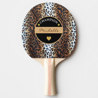 Raquete De Ping Pong Campeão-leopardo preto-branco-Na moda-marrom, pers