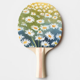 Raquete De Ping Pong Campo de Margaridas | Pintura Floral de Prado de F