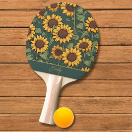 Raquete De Ping Pong Campo do Monograma de Sunflower