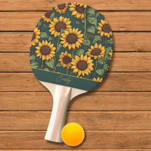 Raquete De Ping Pong Campo do Monograma de Sunflower