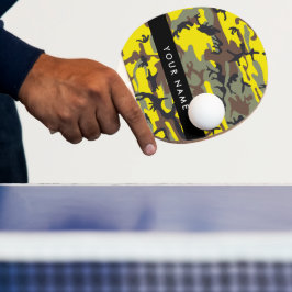 Raquete De Ping Pong Camuflagem amarela e castanha Seu nome Personaliza