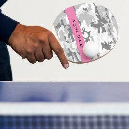 Raquete De Ping Pong Camuflagem Cinza Neve de Inverno Personalize seu n