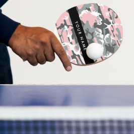 Raquete De Ping Pong Camuflagem rosa e Cinza Seu nome Personaliza