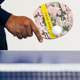 Raquete De Ping Pong Camuflagem rosa e verde Seu nome personaliza