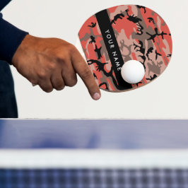 Raquete De Ping Pong Camuflagem Vermelha e Castanha Seu nome Personaliz