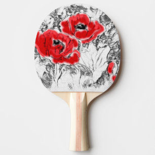 Raquete De Ping Pong Caneta desenhada mão desenhada estaca vermelha flo