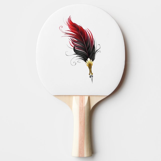 Raquete De Ping Pong Caneta pena vermelha com ponta de ouro (Frente)