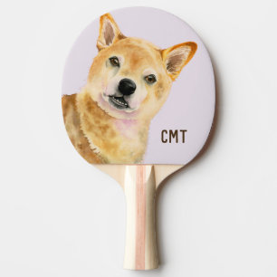 Raquete De Ping Pong Cão bonito, arte do cão de Shiba Inu, monograma