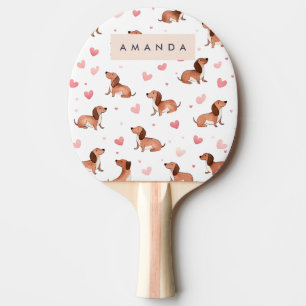 Raquete De Ping Pong Cão de Dachshund Cute Personalizado Monograma