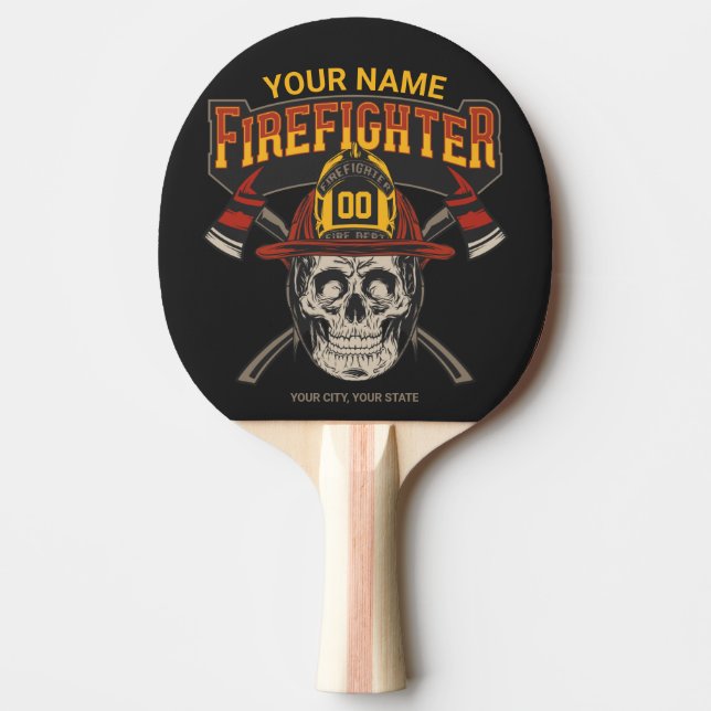 Raquete De Ping Pong Capacete de Caveira Personalizado de Bombeiro Ax  (Frente)