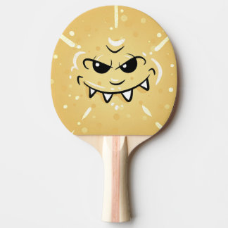 Raquete De Ping Pong Cara amarela engraçada com sorriso Sneaky
