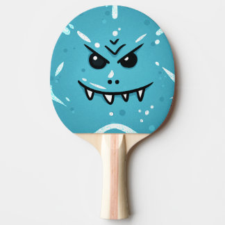 Raquete De Ping Pong Cara azul engraçada com sorriso Sneaky