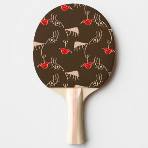 Raquete De Ping Pong Cara de mulher de uma linha: padrão de abstrato.
