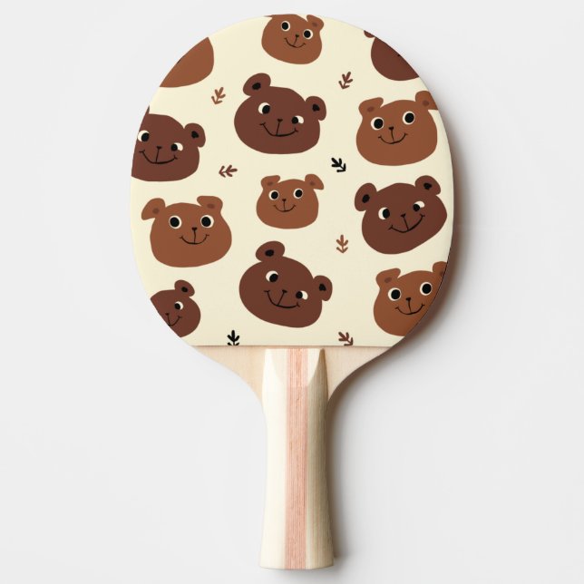 Raquete De Ping Pong Cara de urso engraçado (Frente)