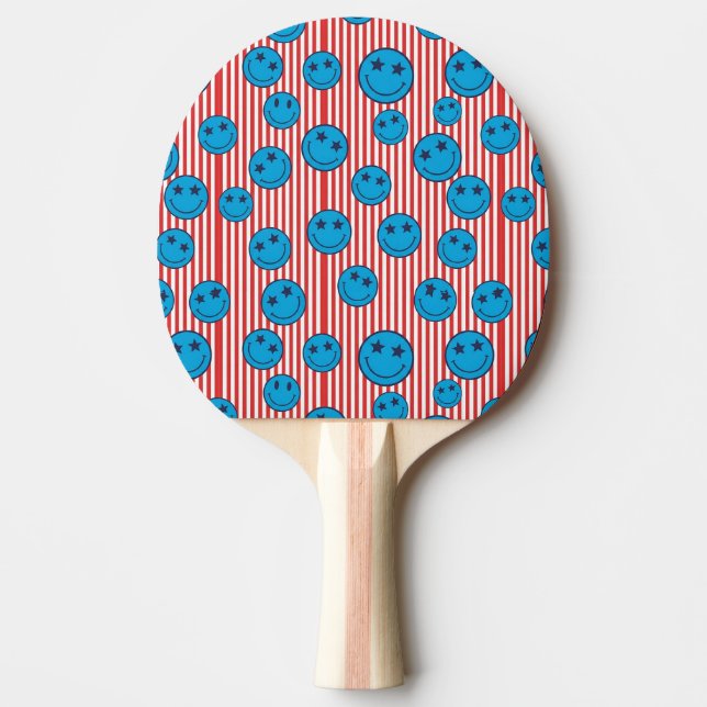 Raquete De Ping Pong Cara Sorridente Patriota Retro (Frente)