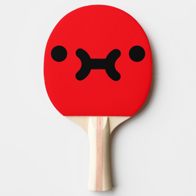 Raquete De Ping Pong Cara Vermelha Emburrada Fofa (Frente)