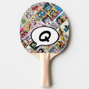 Raquete De Ping Pong Caracteres Coloridos em Quadrinhos Padrão Crianç