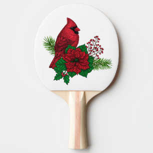Raquete De Ping Pong Cardeais Vermelhos na decoração de Natal