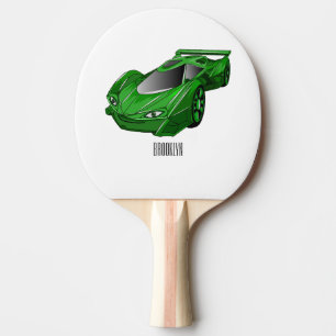 Raquete De Ping Pong Carro desportivo verde com ilustração aerofoil