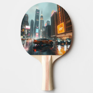 Raquete De Ping Pong Carros da cidade de arranha-céu Cyberpunk