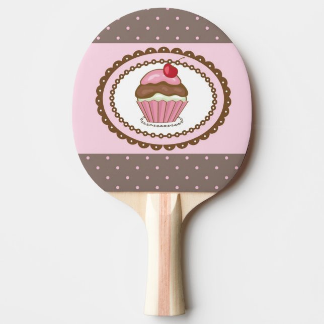 Raquete De Ping Pong Cartão de aniversário com cupcake (Frente)
