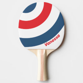 Raquete De Ping Pong Carteiro Listras Nostálgicas com Nome