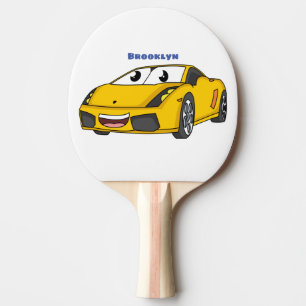 Raquete De Ping Pong Cartografia de carro esportivo amarelo e bonito