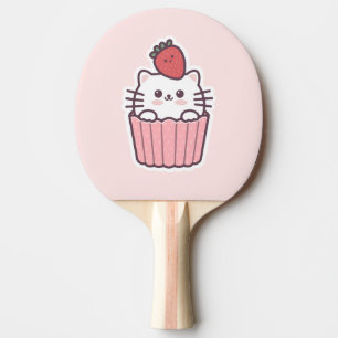 Raquete De Ping Pong Cartografia de Cupcake de Gato de Morango Cute Kaw