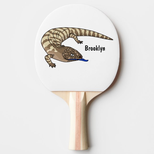 Raquete De Ping Pong Cartografia de répteis de lagarto azul (Frente)