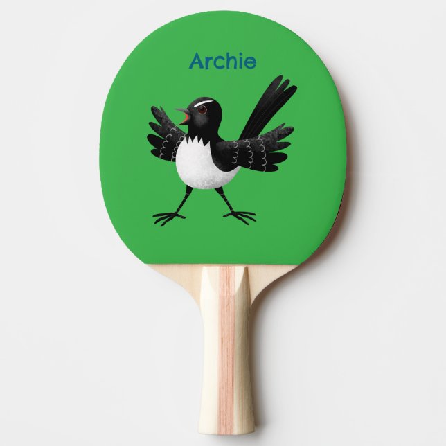 Raquete De Ping Pong Cartoon australiano Willie Wagtail personalizado (Frente)