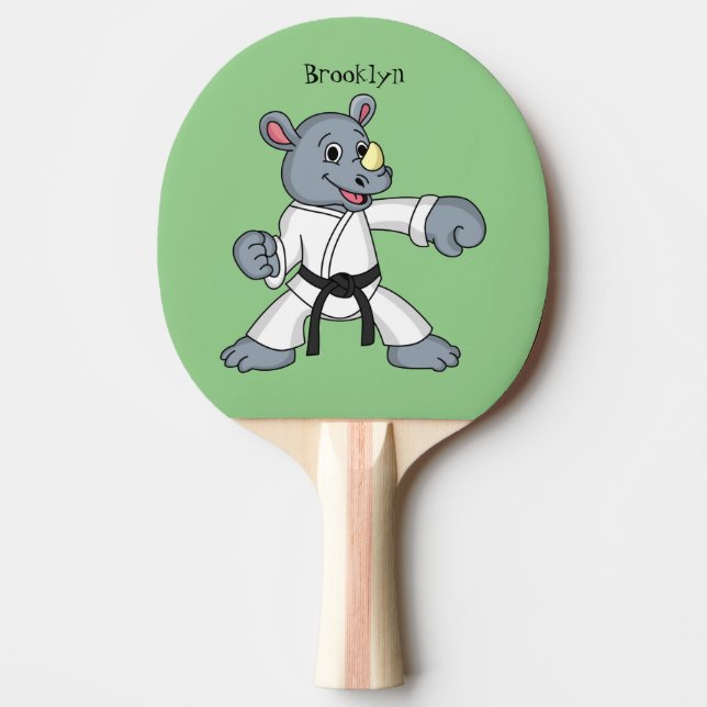 Raquete De Ping Pong Cartoon bonito rhino kung fu (Frente)