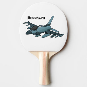 Raquete De Ping Pong Cartoon de avião de combate militar