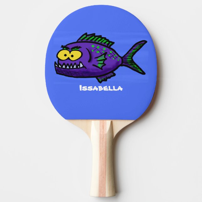 Raquete De Ping Pong Cartoon de peixe Piranha (Frente)