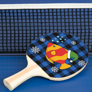 Raquete De Ping Pong Cartoon de Peixes Tropicais do Xmas sobre Padrão d