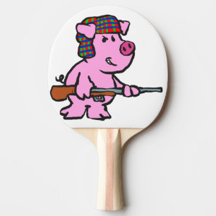 Raquete De Ping Pong Cartoon engraçado para caçadores de porcos escol