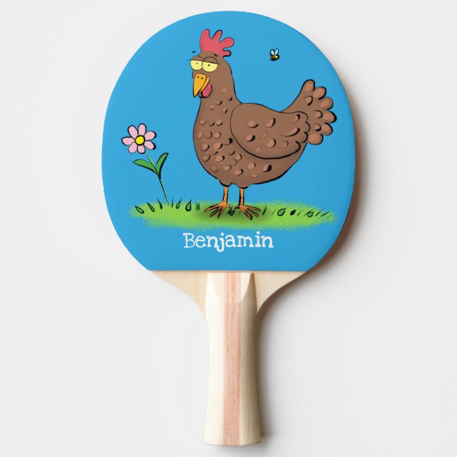 Raquete De Ping Pong Cartoon galinha rústico (Frente)