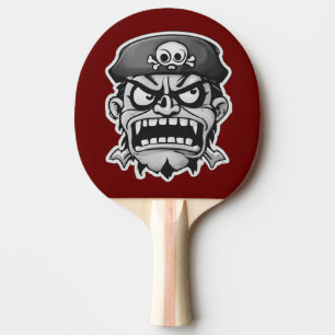 Raquete De Ping Pong Cartoon Pirata Irritado Enfrenta Vermelho Competit