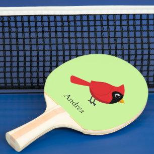 Raquete De Ping Pong Cartoon Vermelho Bonito com Flores