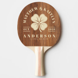 Raquete De Ping Pong Carvalho Vermelho Irlandês Trevo de Quatro Folhas