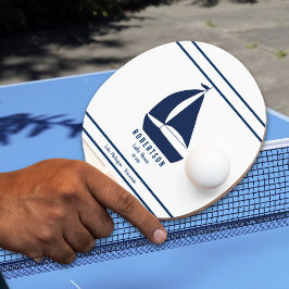Raquete De Ping Pong Casa de Lago com Nome de Família Náutico Azul Mari