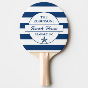 Raquete De Ping Pong Casa de Praia Família Listras Azuis